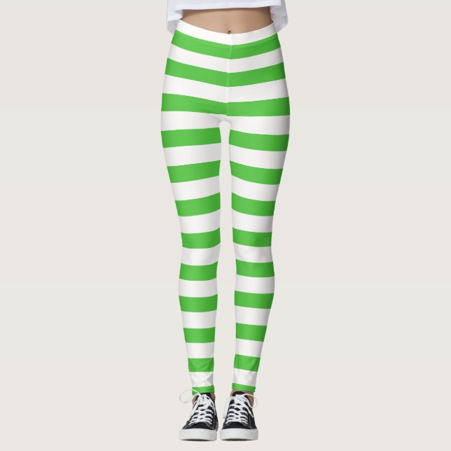 Halloween-Streifen der grünen und weißen Erdbeerko Leggings (Vorderseite)