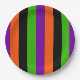 Halloween Streifen in klassischen Farben Pappteller