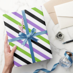 Halloween Streifen – Kräftiges diagonales Muster Geschenkpapier