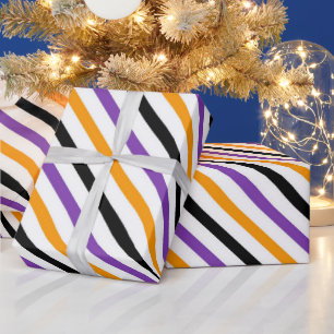 Halloween Streifen – Kühnes diagonales Muster Geschenkpapier