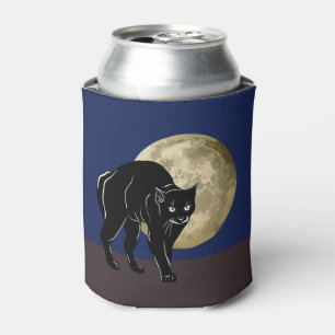 Halloween Streunende schwarze Katze in einer Vollm Dosenkühler
