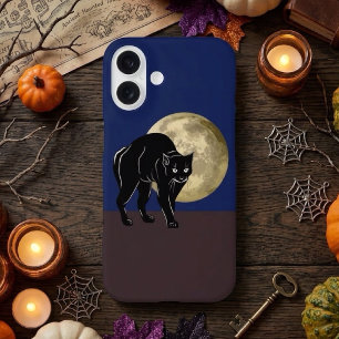 Halloween Streunende schwarze Katze in einer Vollm iPhone 16 Hülle