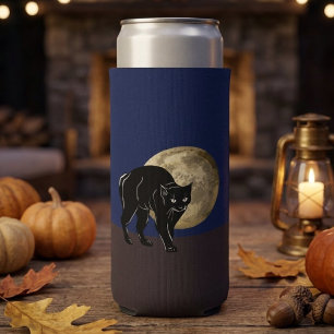 Halloween Streunende schwarze Katze in einer Vollm Selters Dosenkühler