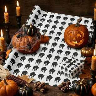 Halloween Streunende schwarze Katzen-Silhouette Ze Geschenkpapier