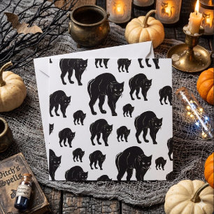 Halloween Streunende schwarze Katzen-Silhouette-Ze Karte