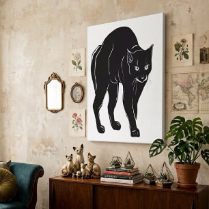 Halloween Streunende schwarze Katzen-Silhouette-Ze Leinwanddruck