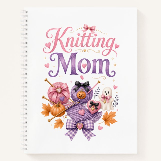 Halloween Strickende Mutter - Spiralblock Notizbuch (Vorderseite)