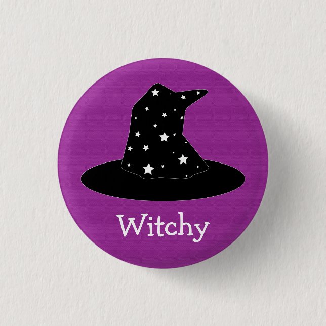 Halloween Stripes Hexe-Hut-Knopf Button (Vorderseite)