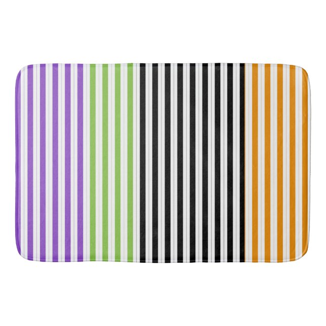Halloween Stripes Lila grünes Schwarzwingelorn Badematte (Vorderseite)