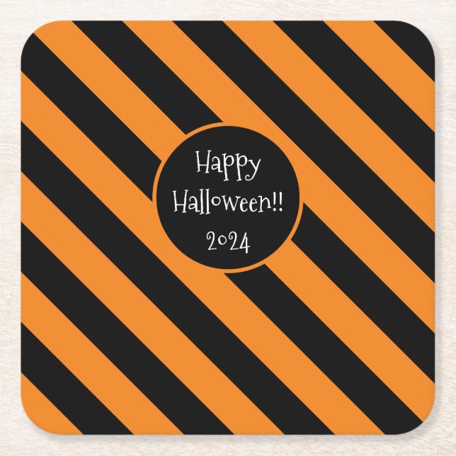 Halloween Stripes Rechteckiger Pappuntersetzer (Vorderseite)