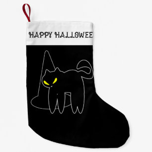Halloween Strumpf   Schwarze Katze und Hut Kleiner Weihnachtsstrumpf