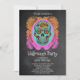 Halloween Sugar Skull Chalkboard-Party Einladung