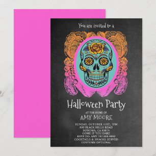 Halloween Sugar Skull Chalkboard-Party Einladung