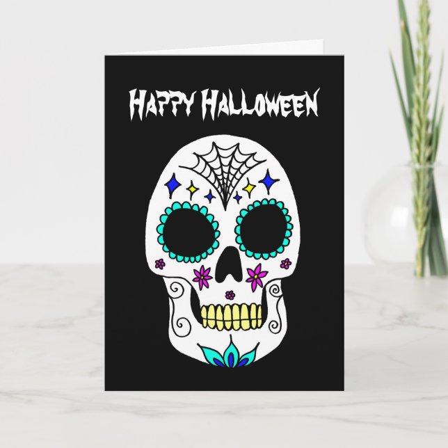 Halloween Sugar Skull Gruß Karte (Vorderseite)