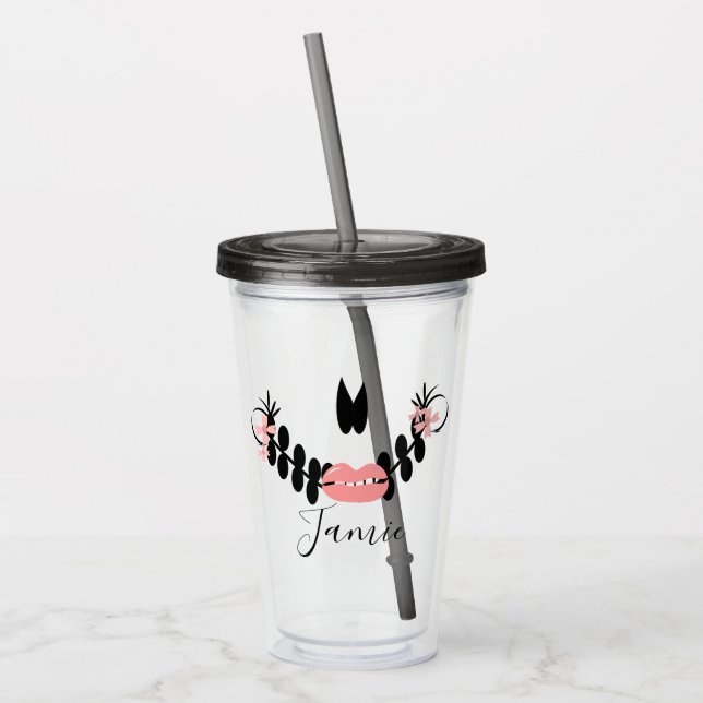 Halloween Sugar Skull Half Script Mit Monogramm Acryltrinkbecher (Links)