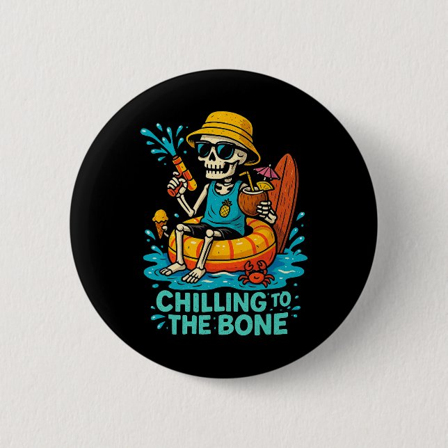 Halloween Summer Chilling an das Knochenskelett Button (Vorderseite)