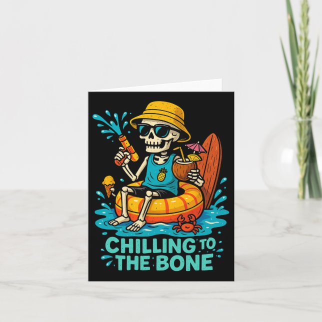Halloween Summer Chilling an das Knochenskelett Karte (Vorderseite)