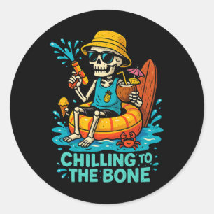 Halloween Summer Chilling an das Knochenskelett Runder Aufkleber
