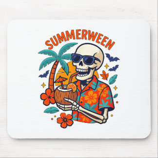 Halloween Summer Ween Skeleton Spooky Vacation Flo Mousepad