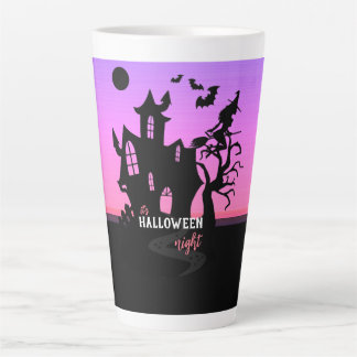 Halloween Sunset Night Hexe and Bats Hunted House Milchtasse