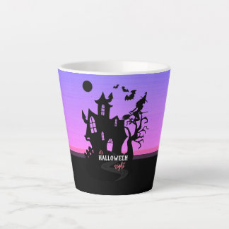 Halloween Sunset Night Hexe and Bats Hunted House Milchtasse
