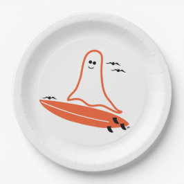 Halloween Surfer Ghost schwarz Pappteller