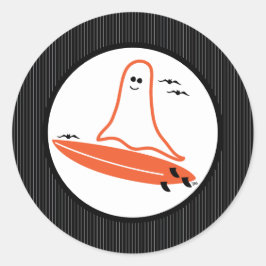 Halloween Surfer Ghost schwarz Runder Aufkleber