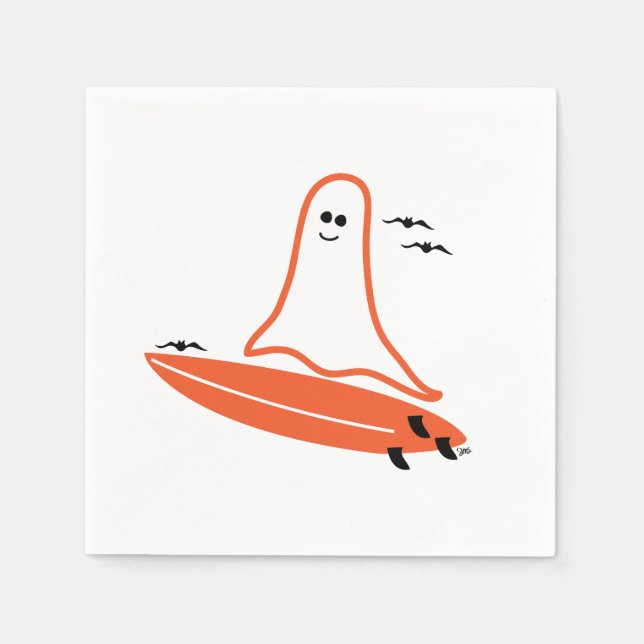 Halloween Surfer Ghost schwarz Serviette (Vorderseite)