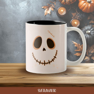 Halloween Süß Genähter Totenkopf Skelett Kaffeetas Zweifarbige Tasse