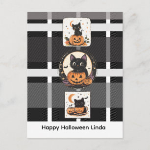 Halloween Süße Katze Herbst Feiertagspostkarte