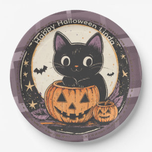 Halloween Süße Katze Herbst Karte Pappteller