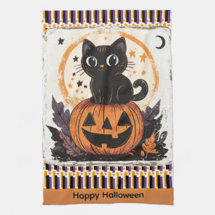 Halloween Süße Katze Kürbis Geschirrtuch