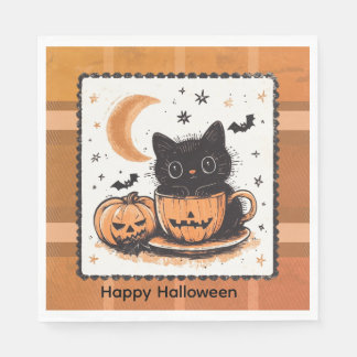 Halloween Süße Katze Kürbis Serviette