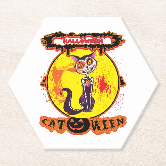 Halloween Süße Katzenween Untersetzer (Vorderseite)