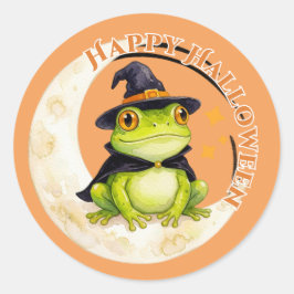 Halloween Süßer Frosch Kröte Hexe Runder Aufkleber