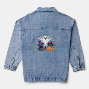 Halloween Süßer Geist Kürbis Katze Klassisches T-S Jeansjacke