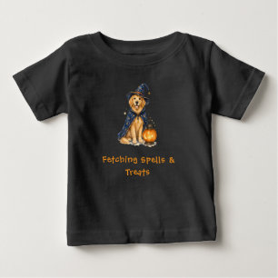 Halloween Süßer Golden Retriever Zauberer Sprüche Baby T-shirt