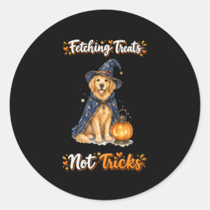 Halloween Süßer Golden Retriever Zaubertricks Runder Aufkleber