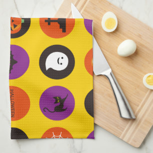 Halloween Süßer Gruseliger Whimsical Lustiger Gelb Geschirrtuch