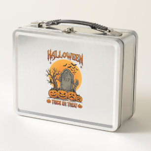 Halloween-Süßes-oder-Saures-Grabstein-Zombie-Hände Metall Brotdose