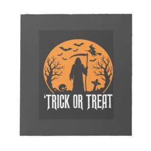 Halloween Süßes oder Saures Sensenmann Design_1 Notizblock