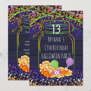 Halloween-Süßigkeiten-Mason-Glas-Party-Einladungen Einladung