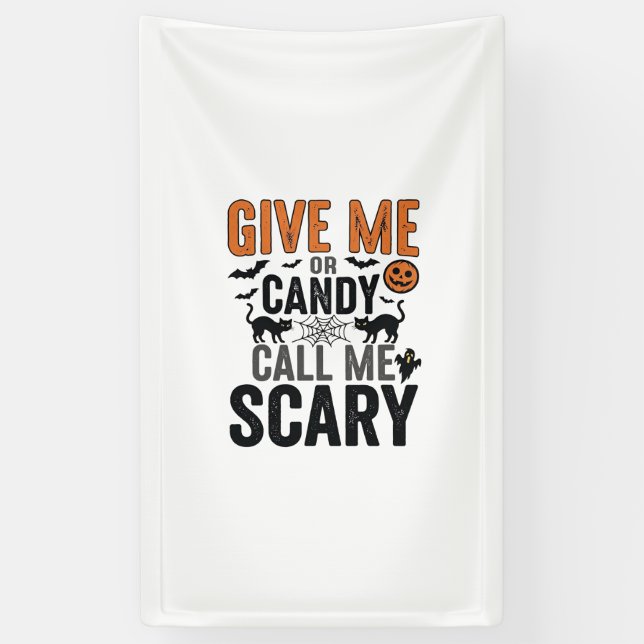 Halloween-Süßigkeiten oder nenne mich gruselig Vin Banner (Vertikal)