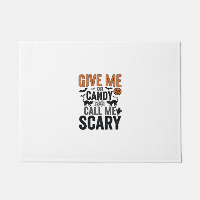 Halloween-Süßigkeiten oder nenne mich gruselig Vin Fußmatte (Vorderseite)