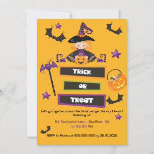 Halloween-Süßigkeiten- oder Saures-Blockparty Einladung