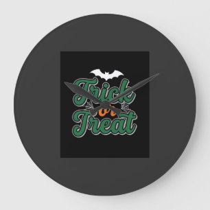 Halloween-Süßigkeiten oder Saures Fledermaus-Webde Große Wanduhr