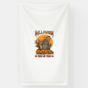 Halloween-Süßigkeiten-oder-Saures-Grabstein-Zombie Banner