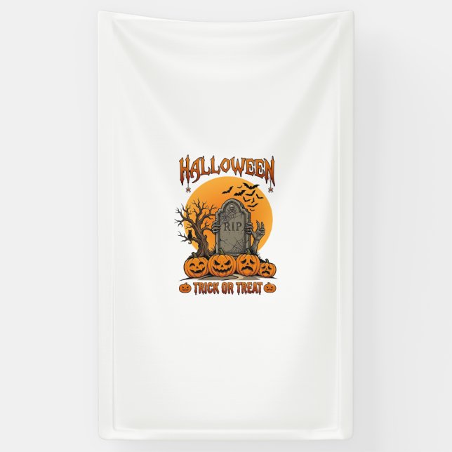Halloween-Süßigkeiten-oder-Saures-Grabstein-Zombie Banner (Vertikal)