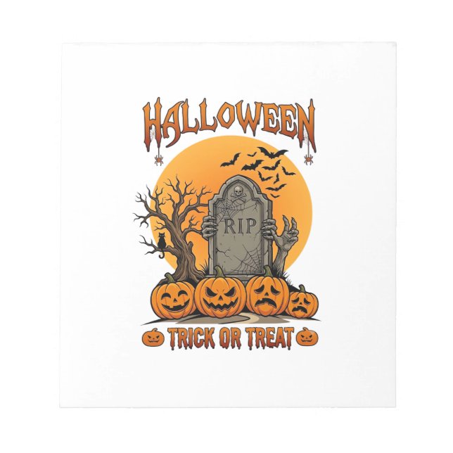 Halloween-Süßigkeiten oder Saures Grabstein Zombie Notizblock (Vorderseite)