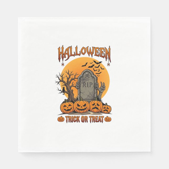 Halloween Süßigkeiten oder Saures Grabstein Zombie Serviette (Vorderseite)